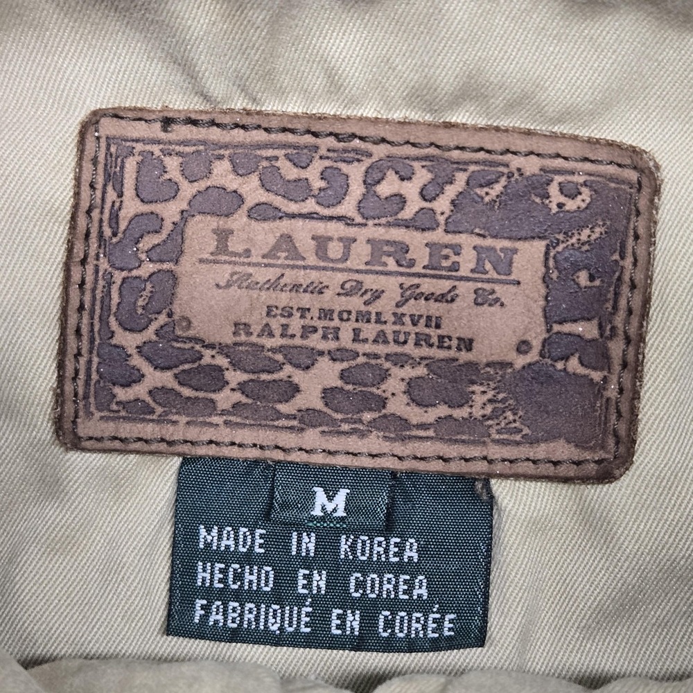 Vintage Lauren Ralph Lauren Jacket Womens M Beige Cotton Twill Military Zip - Picture 8 of 16